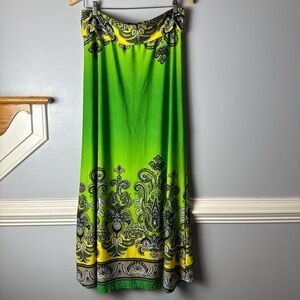 VENUS Lime Green and Yellow Paisley Maxi Skirt